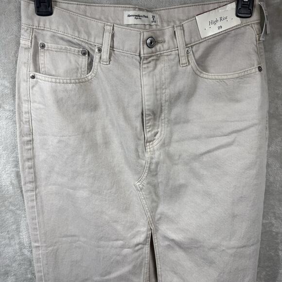 Abercrombie & Fitch NEW Women Denim Jean Midi Skirt Sz 29/8 High Rise Front Slit - Picture 2 of 12